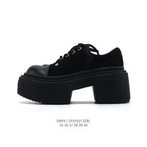 SMFK Cross Flower Women's Platform Chunky Heels 7cm Height Increase Loafers