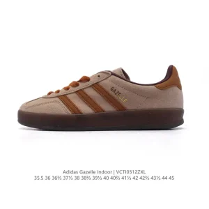 Adidas Originals Gazelle Indoor Retro Leather Sneakers with Gum Sole