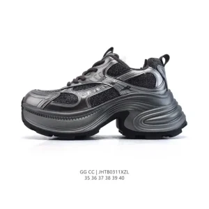 Gg Cc Luxury Chunky Sneakers for Women with 5cm Height Increase