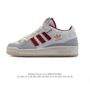 Adidas Forum Low Retro Leather Sneakers Unisex White Red