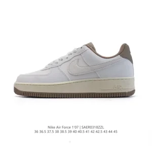 Nike Air Force 1 '07 Low White Leather Sneakers with Air Cushion
