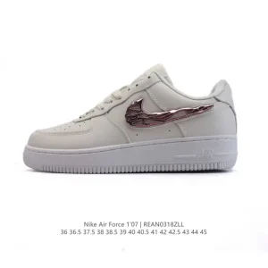 Nike Air Force 1 07 Low White Leather Sneakers with Air Cushioning