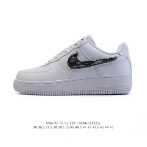 Nike Air Force 1 '07 Low White Leather Sneakers with Air Cushion