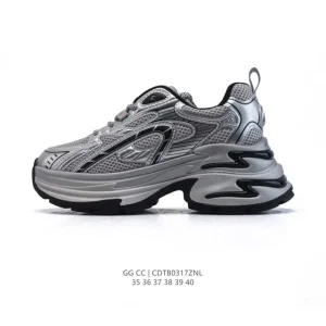 Gg Cc Women's Classic Luxury Chunky Sneakers with Comfortable Lift