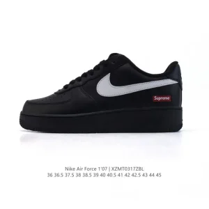 Nike Air Force 1 07 Low White Leather Sneakers with Air Cushioning
