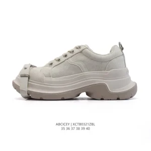 Abcicey Women's Retro White Grey Platform Sneakers