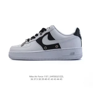 Nike Air Force 1 '07 Low White Leather Sneakers with Air Cushioning