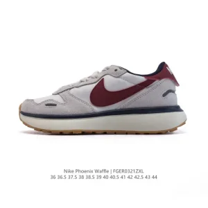 Nike Phoenix Waffle Retro Running Shoes with Thick Sole and Classic Design