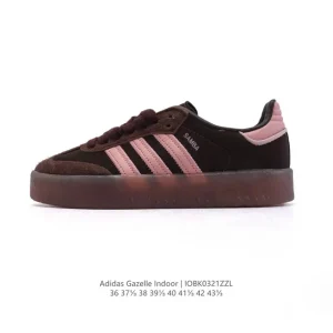 Adidas Originals Gazelle Indoor Retro Leather Sneakers with Gum Sole