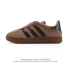 Adidas Originals Gazelle Indoor Retro Leather Sneakers with Gum Sole