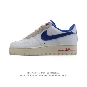 Nike Air Force 1 07 Low White Leather Sneakers with Air Cushioning