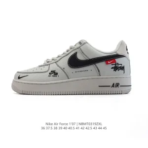 Nike Air Force 1 '07 Low White Leather Sneakers with Cushioning