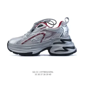 Gg Cc Luxury Women's Classic Chunky Sneakers with 5cm Height Increase