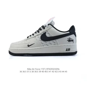 Nike Air Force 1 '07 Low White Leather Sneakers with Air Cushion