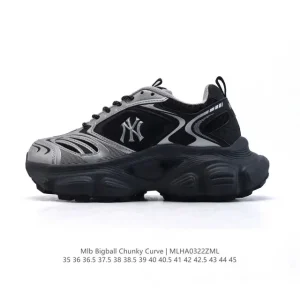 MLB Bigball Chunky Curve New York Yankees 6cm Thick Sole Vintage Sneakers
