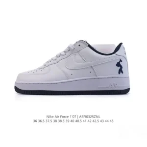Nike Air Force 1 Low White Leather Sneakers with Air Cushion Sole