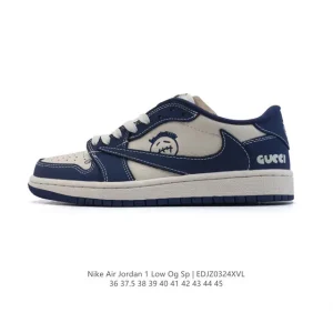 Jordan Military Blue Low OG SP Reverse Swoosh AJ1 Retro Basketball Shoes