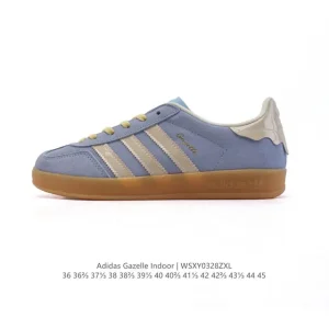 Adidas Originals Gazelle Indoor Retro Leather Sneakers with Gum Sole