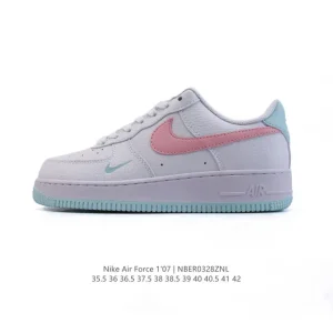 Nike Air Force 1 07 Low White Leather Sneakers with Air Cushion Sole