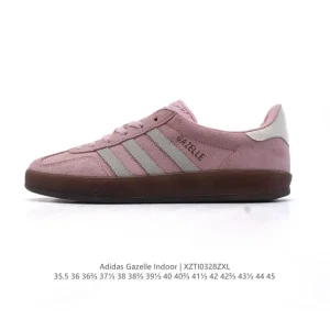 Adidas Originals Gazelle Indoor Retro Leather Sneakers with Gum Sole