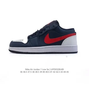 Jordan AJ1 Low Retro Black White Leather Sneakers