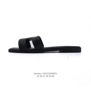 Hermes Woman Luxury Leather Slippers Classic Comfortable Summer Shoes