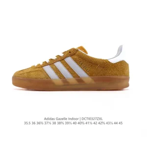 Adidas Originals Gazelle Indoor Retro Leather Sneakers Classic White Gum Sole