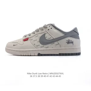 Nike Dunk Low Retro Vintage Basketball Sneakers with Leather Upper