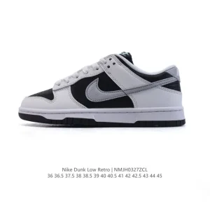 Nike Dunk Low Retro Vintage Basketball Sneakers with Leather Upper