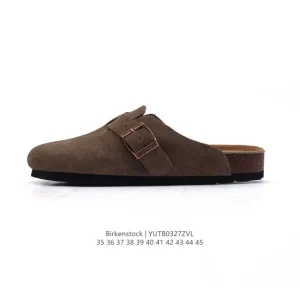 Birkenstock Boston Suede Shearling Soft Footbed Leather Sandal