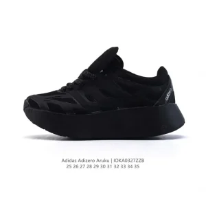 Adidas Adizero Aruku Kids Shoes White Thick Sole Running Sneakers