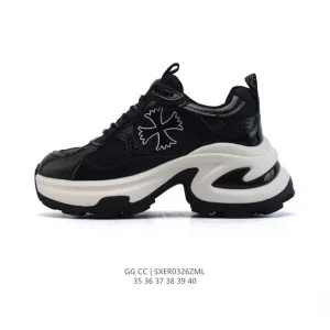 Gg Cc Women's Classic Luxury Chunky Sneakers with Premium Leather