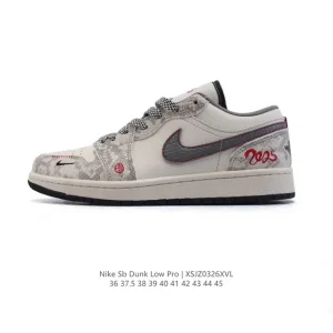 Jordan AJ1 Low Retro Casual Sneakers with Air Cushioning and Wings Logo