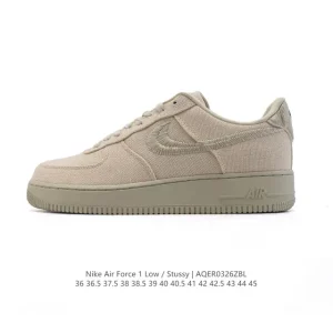 Nike Stussy x Air Force 1 '07 White Sneaker with Air Cushion