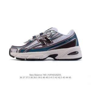 New Balance MR740 Vintage Grey Dad Sneakers with Blue Accents