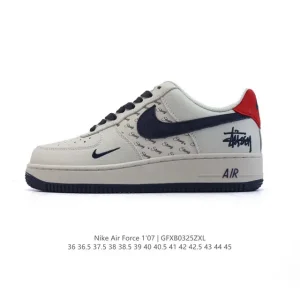 Nike Air Force 1 Low '07 White Leather Sneakers with Air Cushion