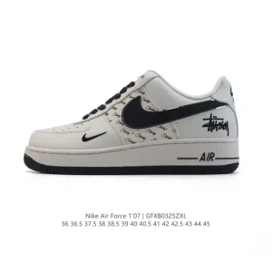 Nike Air Force 1 Low '07 White Leather Sneakers with Air Cushion
