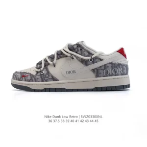 Nike Dunk Low Retro Vintage Basketball Sneakers with Leather Upper