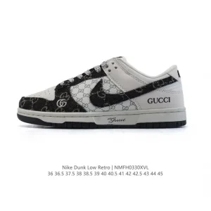 Nike Dunk Low Retro Gucci Collaboration Vintage Basketball Sneakers