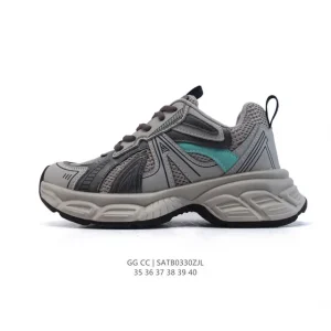 Gg Cc Women's Luxury Deconstructed Strap Double Lace Chunky Sneakers