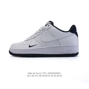 Nike Air Force 1 '07 Low White Leather Casual Sneakers with Air Cushion