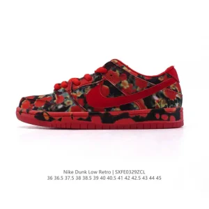 Nike SB Dunk Low Red Floral Print Skateboarding Shoes with Zoom Air