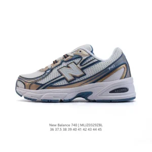 New Balance Mr740 Vintage Grey Dad Shoe with Blue Accent