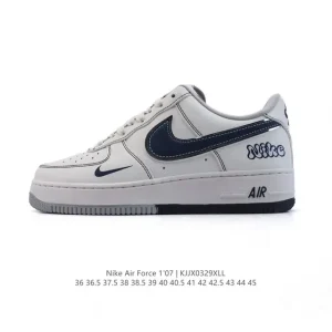 Nike Air Force 1 07 Low White Leather Sneakers with Air Cushion