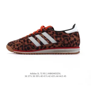 Adidas SL 72 Shoes Classic Retro Low-Top Sneakers with Leopard Print Furry Upper