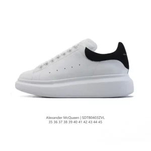 Alexander McQueen Flash Sole Smooth Leather Platform Sneakers White