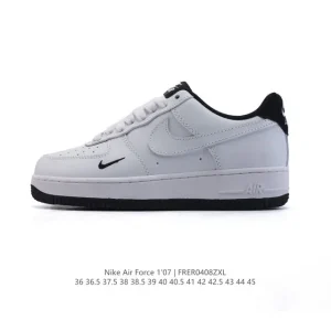 Nike Air Force 1 '07 Low White Leather Sneakers with Air Cushioning