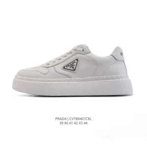 Prada Chunky Sneakers White Leather Platform Shoes for Men