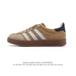 Adidas Originals Gazelle Indoor Retro Leather Sneakers with Gum Sole