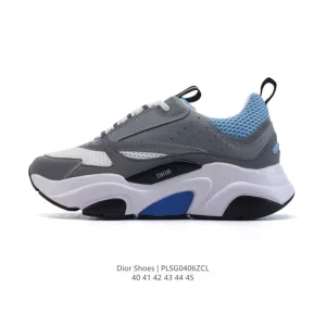 Dior B30 Low-Top Retro Dad Sneakers with Thick Sole and Lace-Up
